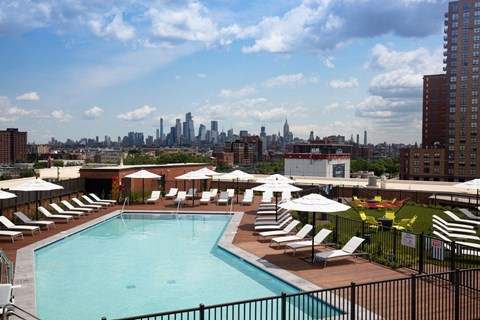 the pool at the ace hotel downtown at One Ten Apartments, Jersey City , New Jersey